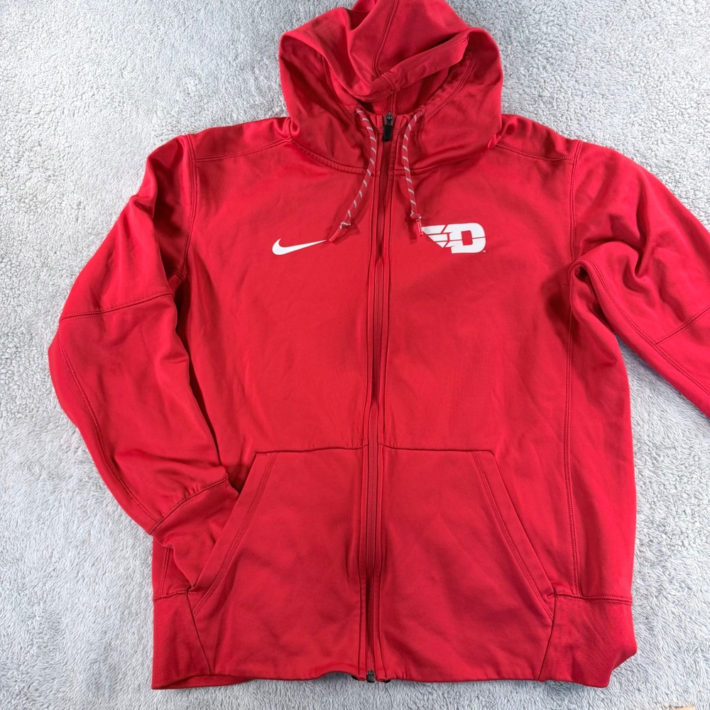 Nike Dri-FIT Full Zip Hoodie Dayton Flyers Collegiate Red Mens Medium